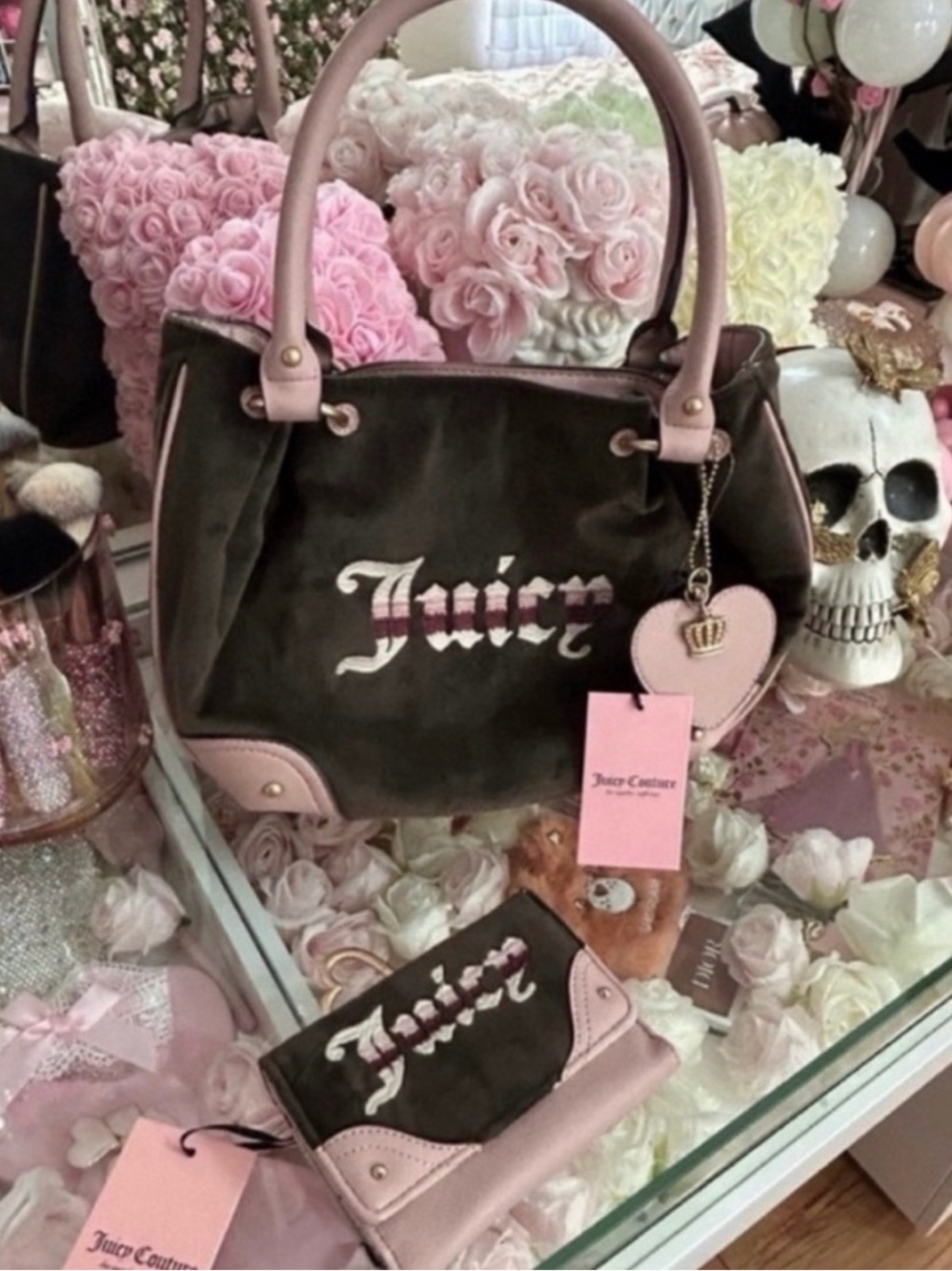 Juicy couture retro vibe satchel bag with a matching wallet